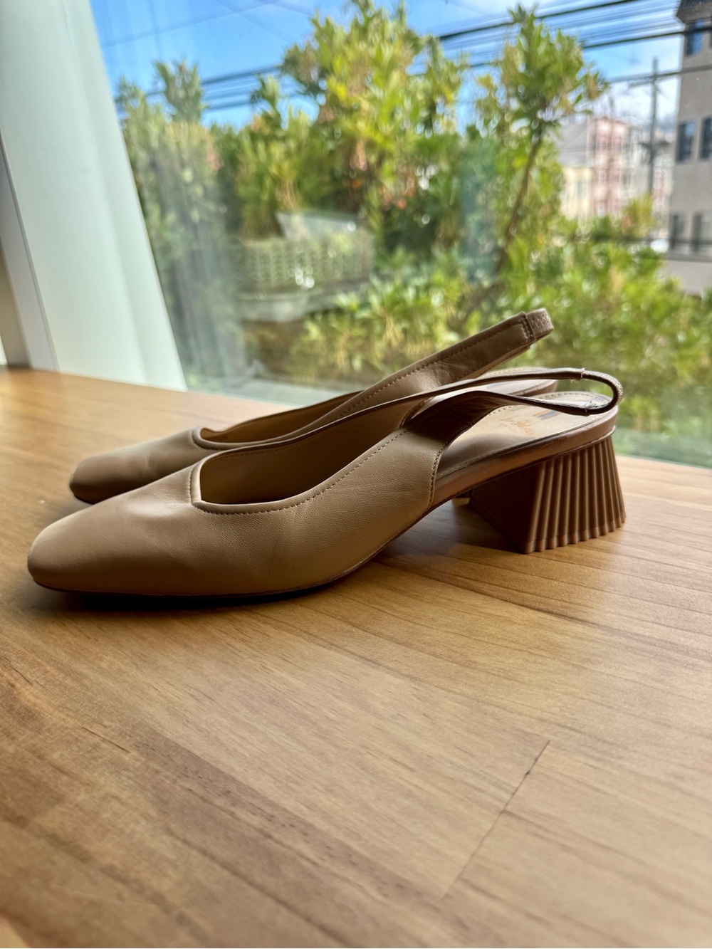 Sam Edelman Slingback Block Heel Pumps in Beige Nude Size 9